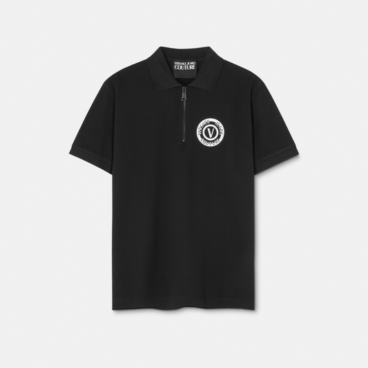 V-Emblem Zip Polo Shirt