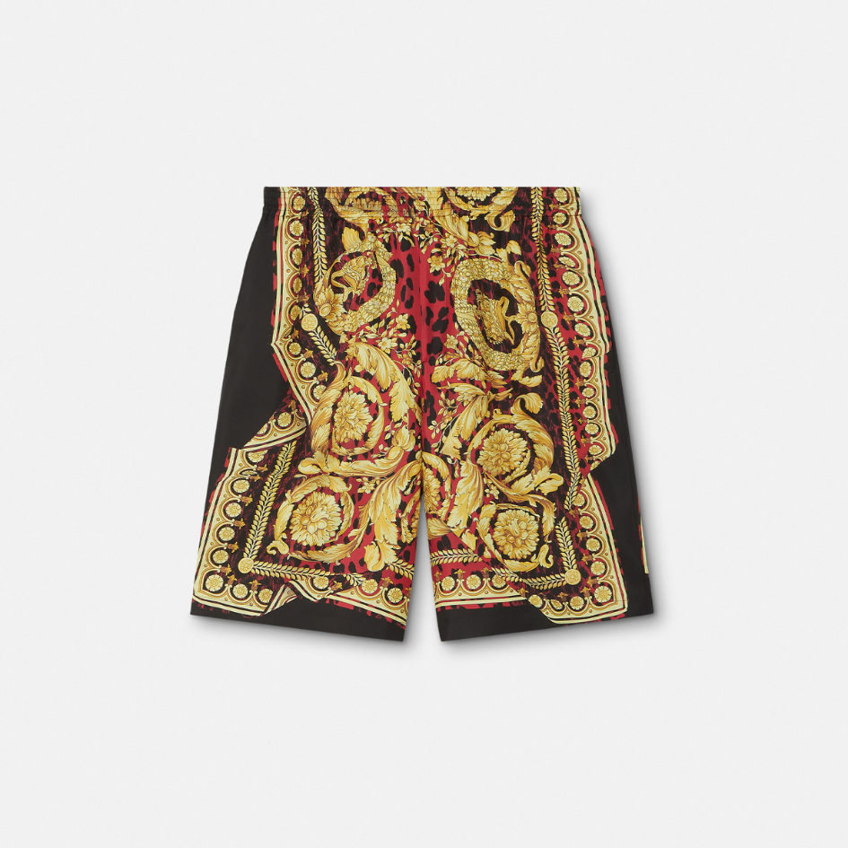 Wild Barocco Illusion Silk Shorts