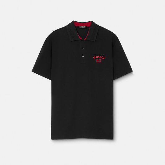 Embroidered Versace Milano Stamp Polo Shirt