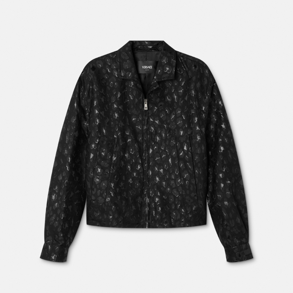 Leopard Jacquard Blouson Jacket