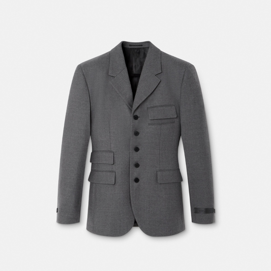 Wool Gabardine Five-Button Blazer