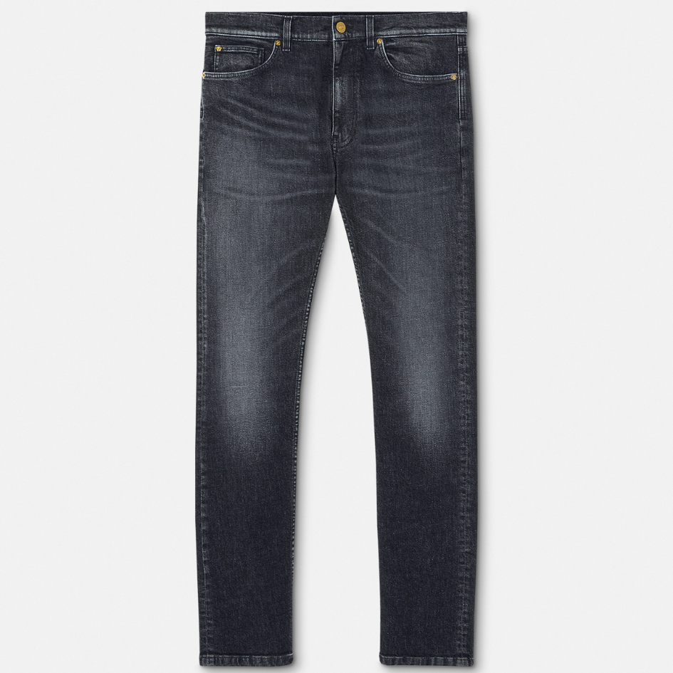 Embroidered Medusa Slim-Fit Jeans