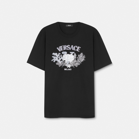 Embroidered University Coral T-Shirt
