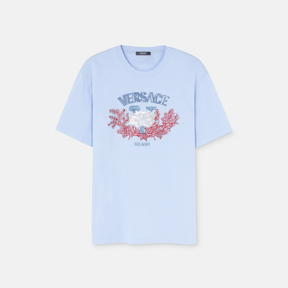 Embroidered University Coral T-Shirt
