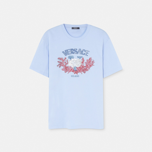 Embroidered University Coral T-Shirt