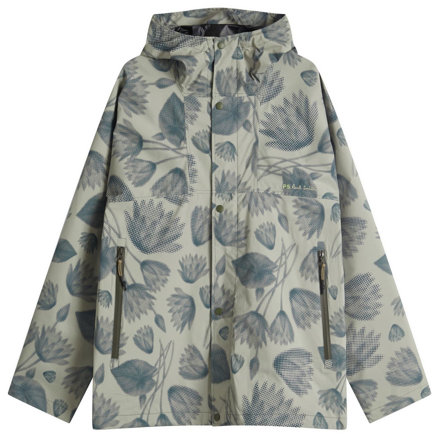 Pixilated Flower Print Hooded Jacket