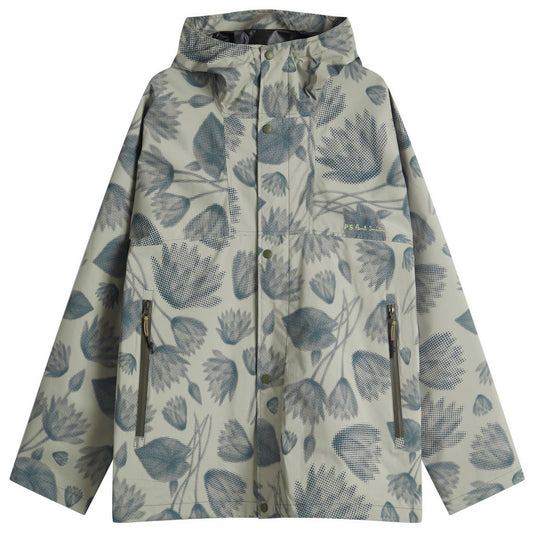Pixilated Flower Print Hooded Jacket