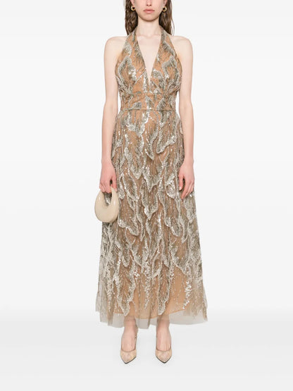 Sequin-Embellished Midi Dress