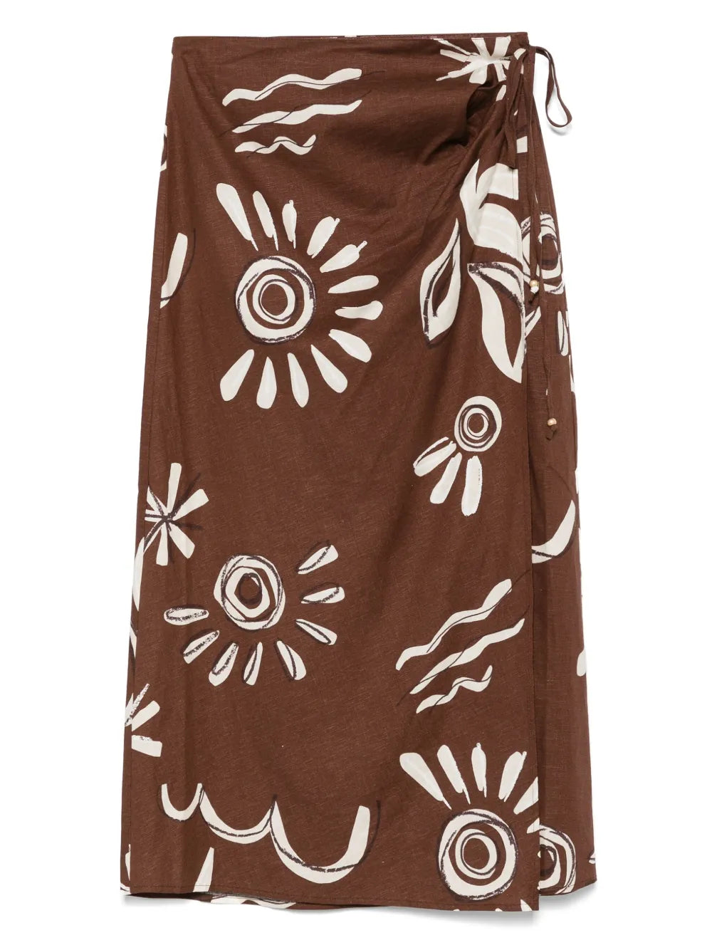 Illustration-Style Print Midi Skirt