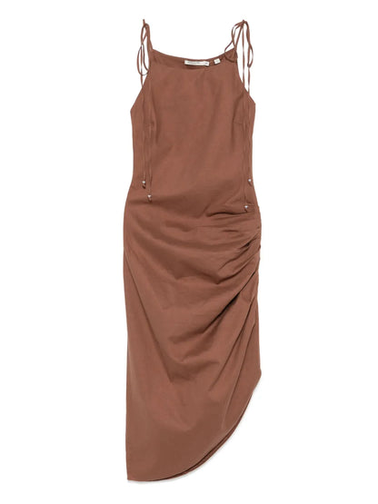 Draped-Detail Midi Dress