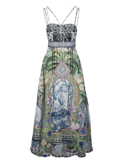 Jardim Party-Print Maxi Dress