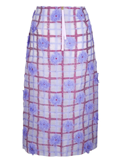 Floral-Embellished Midi Skirt