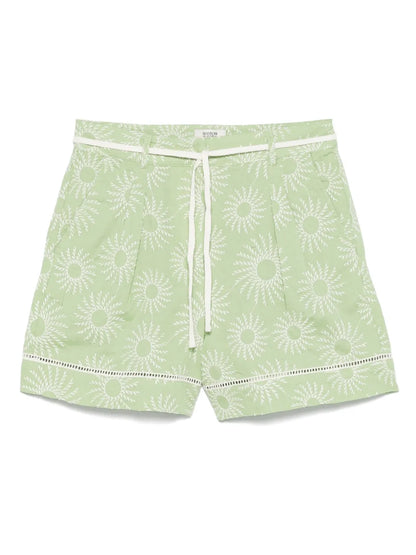 Floral-Embroidery Shorts