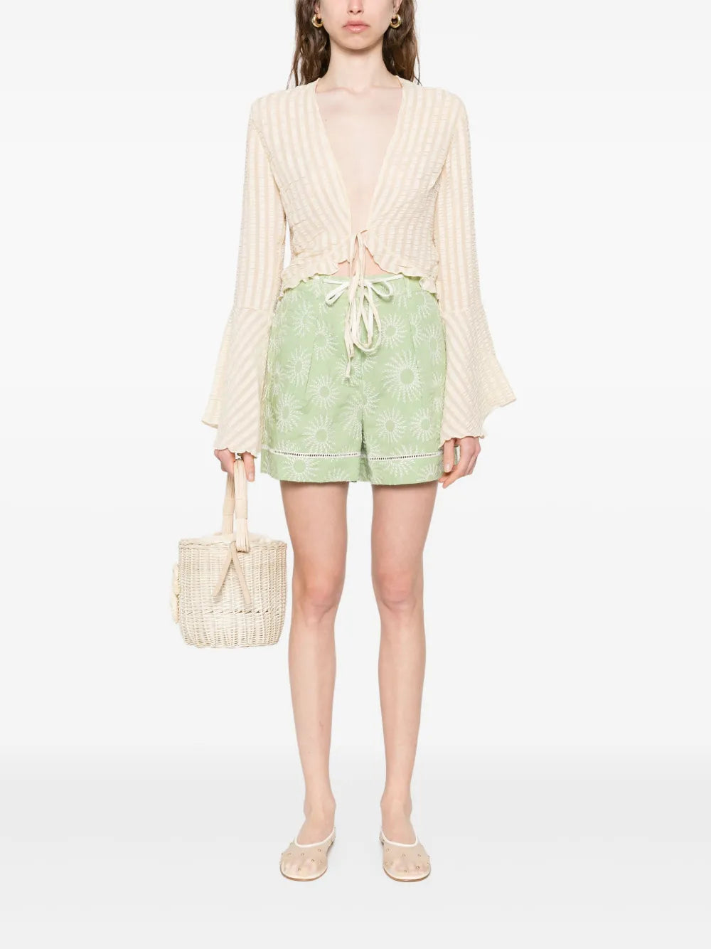 Floral-Embroidery Shorts