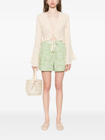 Floral-Embroidery Shorts
