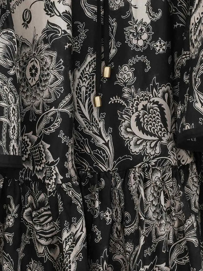 Paisley-Print Ruffled Dress