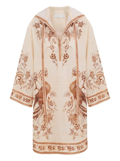 Embroidered Hooded Dress