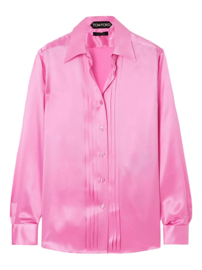 Pintuck-Detailed Silk Shirt