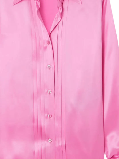 Pintuck-Detailed Silk Shirt
