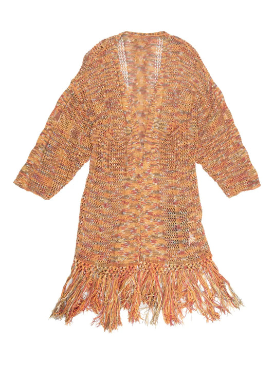 Fringed Knit Coat