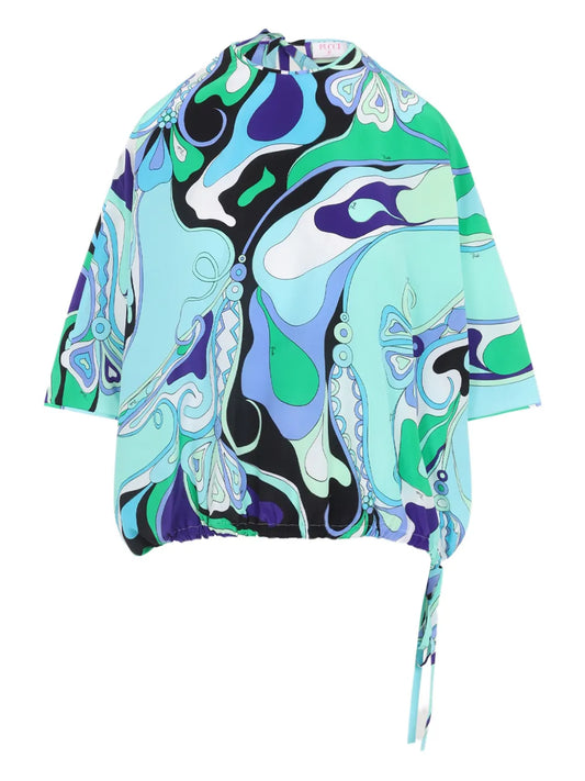 Orchid-Print Silk Blouse