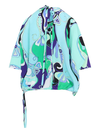 Orchid-Print Silk Blouse