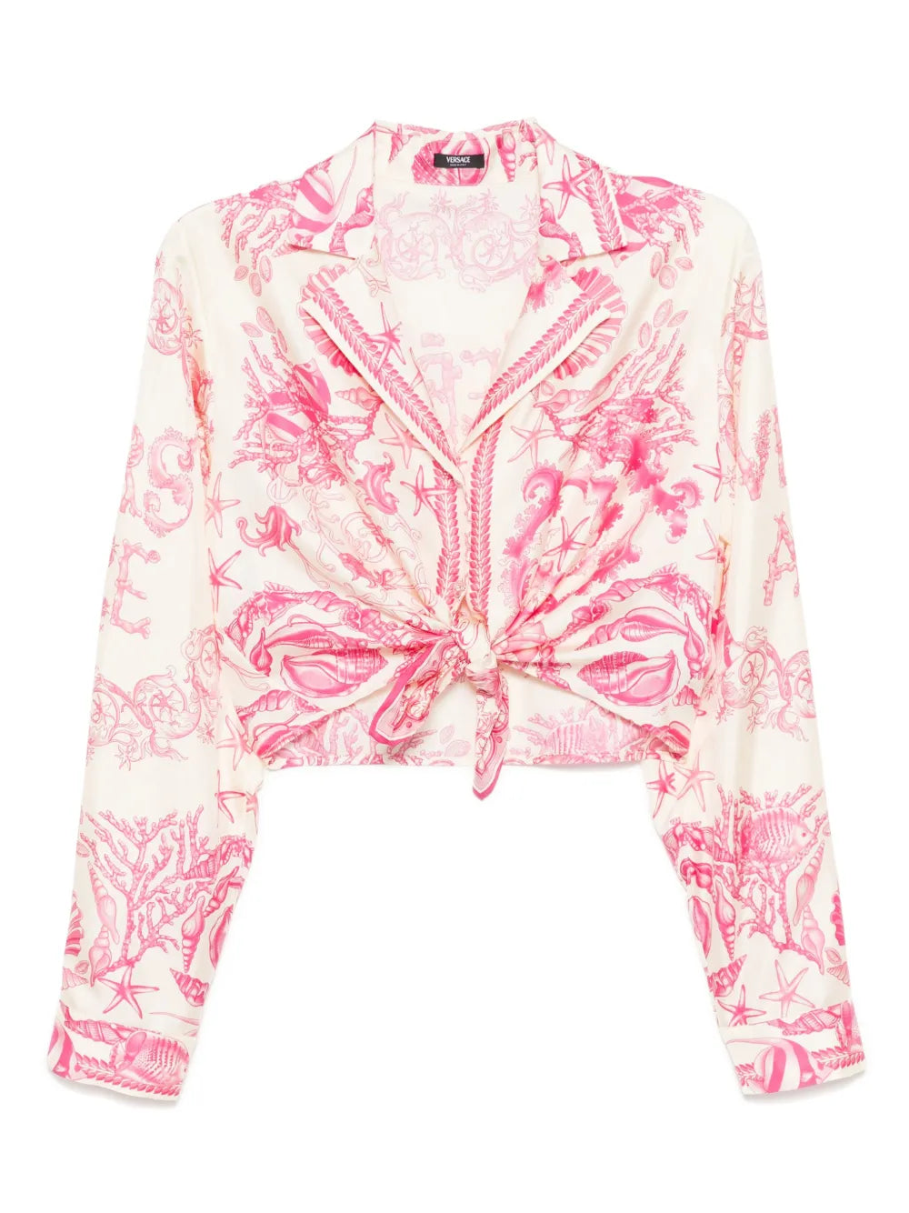 Underwater Barocco Knotted Crop Shirt
