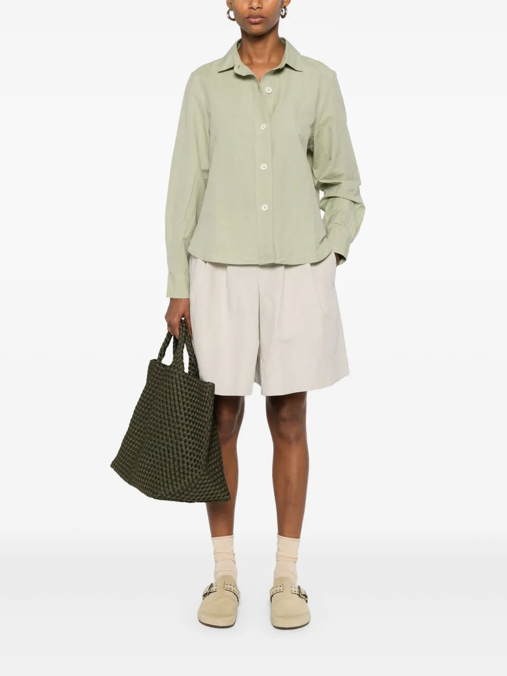 High-Waisted Knee-Length Shorts
