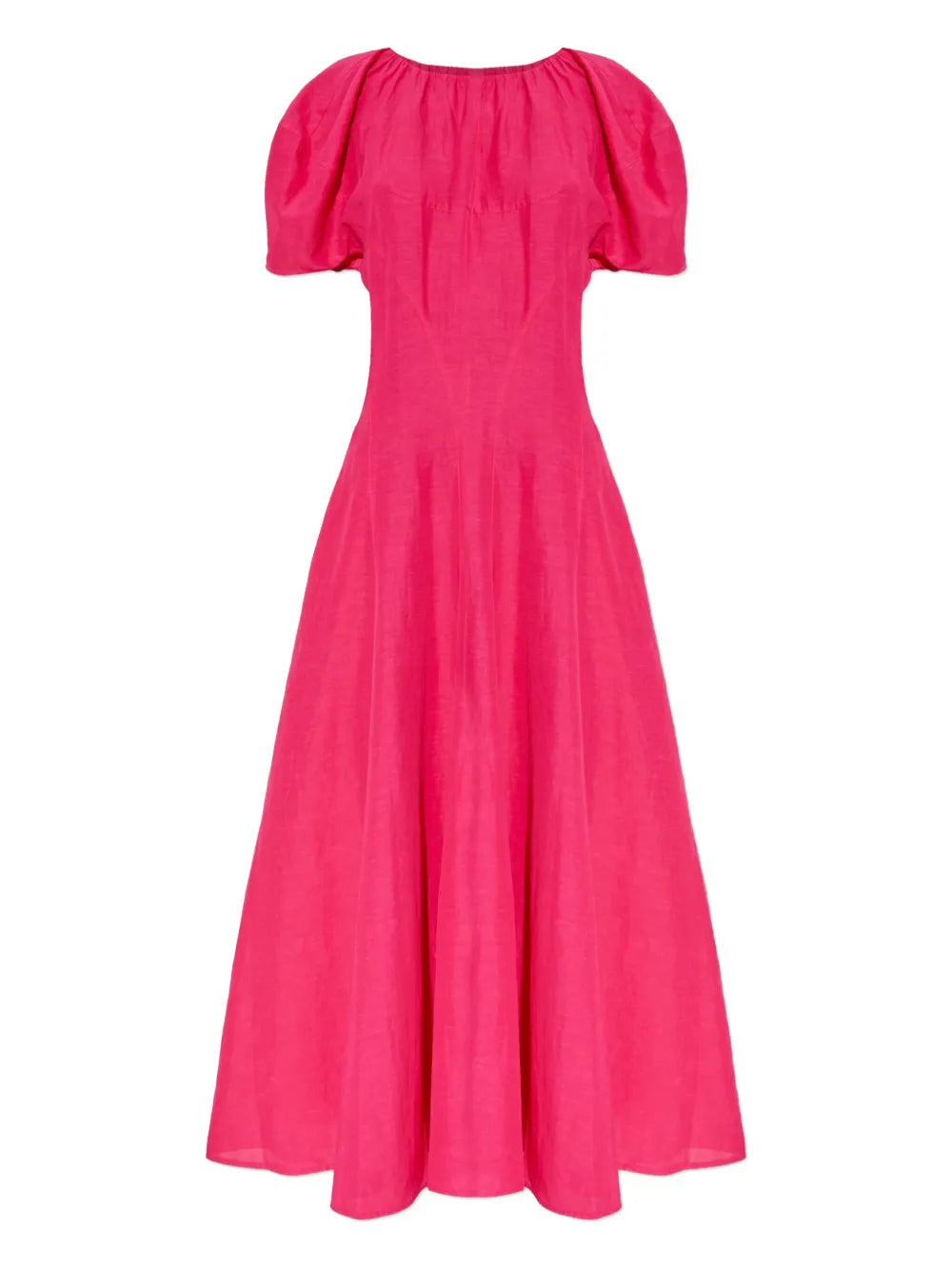 Balloon-Sleeve Midi Dress