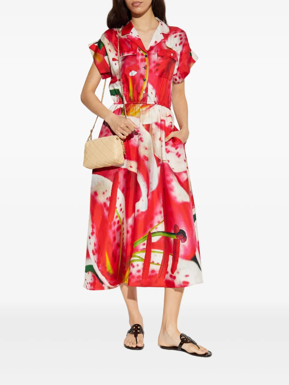 Graphic-Print Midi Dress