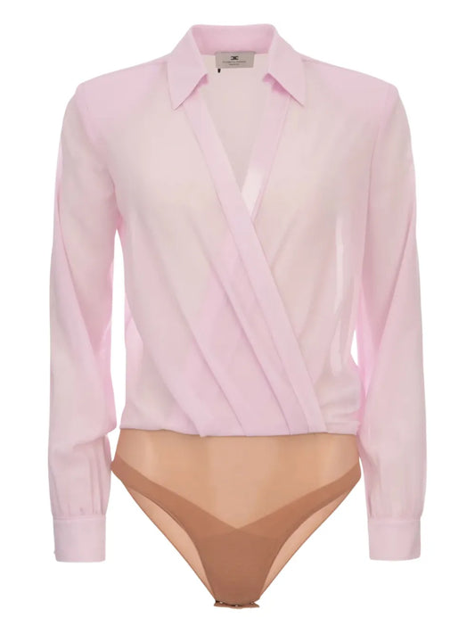 Wrap-Front Long-Sleeve Bodysuit