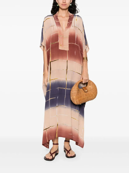 Geometric-Print Maxi Dress