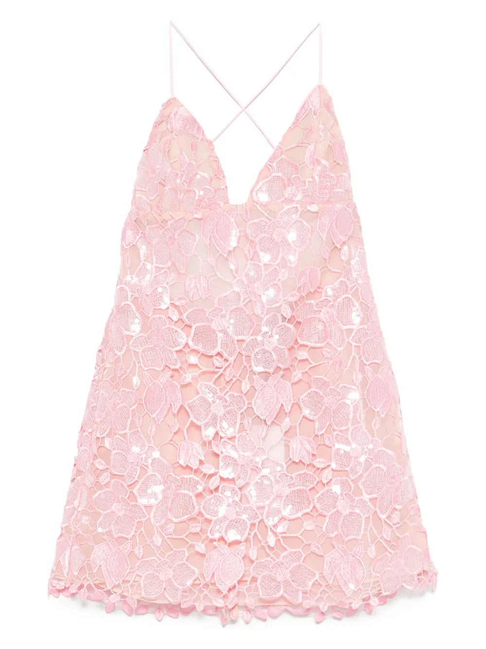 Floral-Embroidered Mini Dress