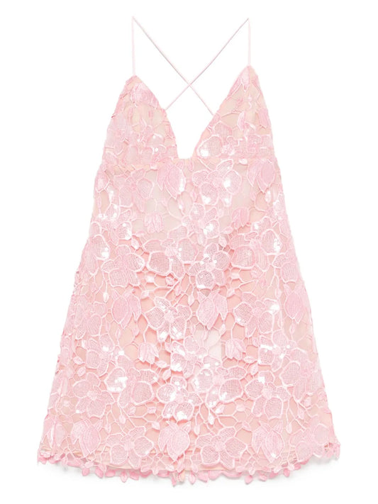 Floral-Embroidered Mini Dress