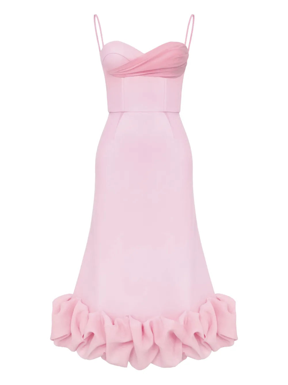 Draped-Bodice Flounced Bustier Dress