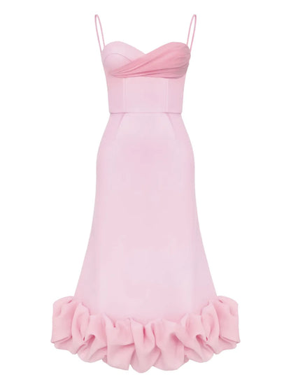 Draped-Bodice Flounced Bustier Dress
