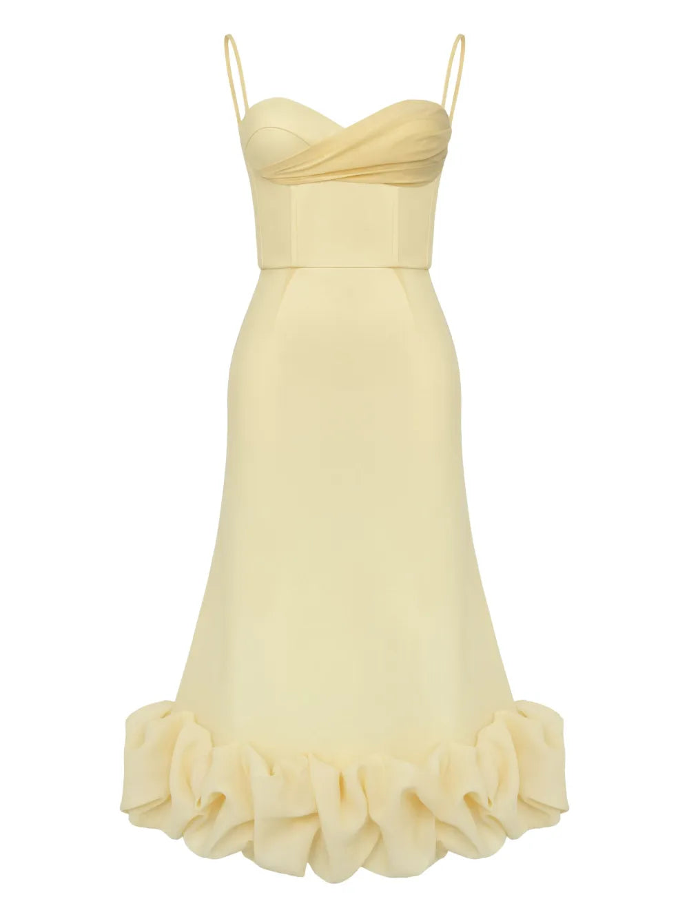 Draped-Bodice Flounced Bustier Dress