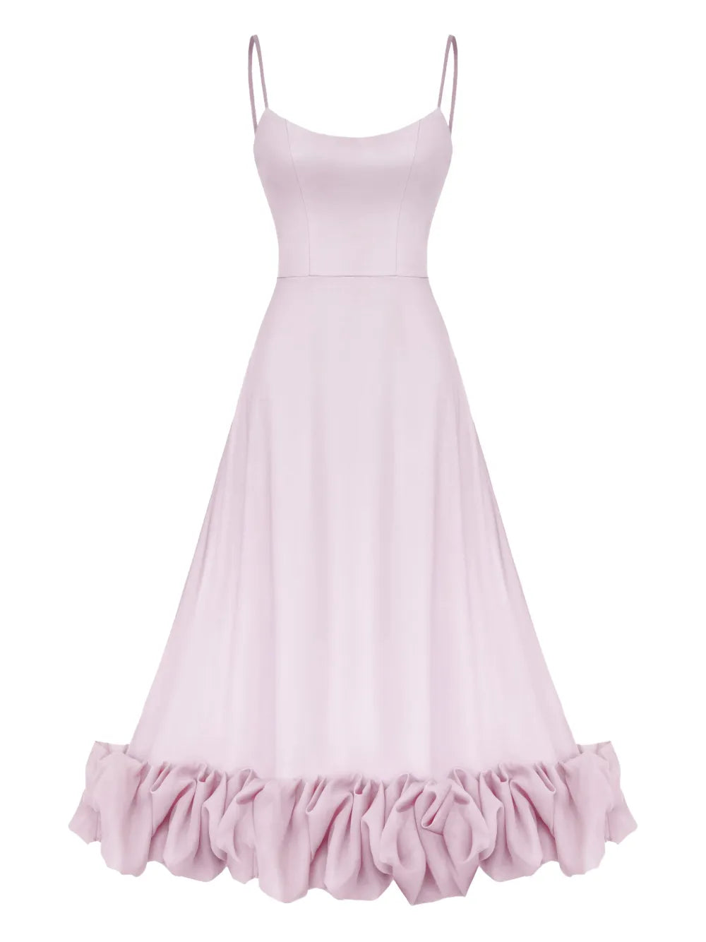 Ruffle-Hem Bustier Midi Dress