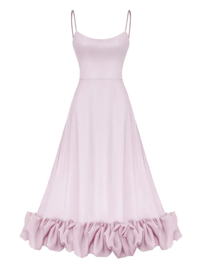 Ruffle-Hem Bustier Midi Dress
