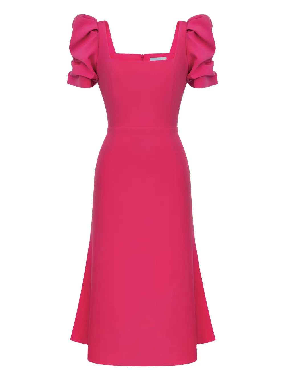 Godet-Silhouette Square-Neck Midi Dress