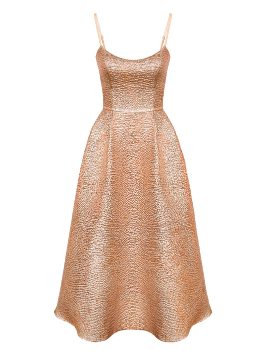 Jacquard Corset-Bustier Midi Dress