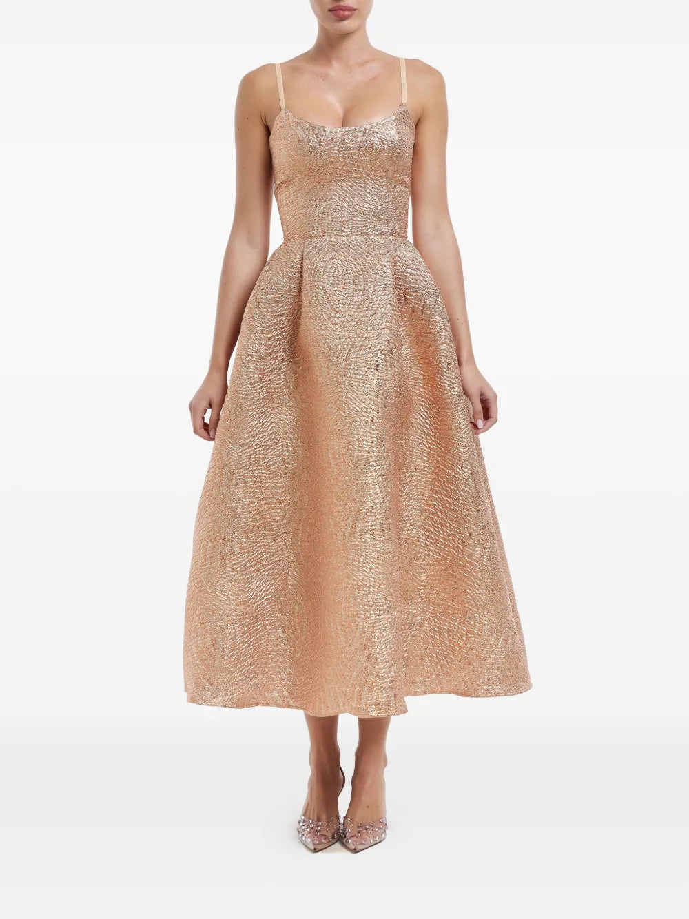 Jacquard Corset-Bustier Midi Dress
