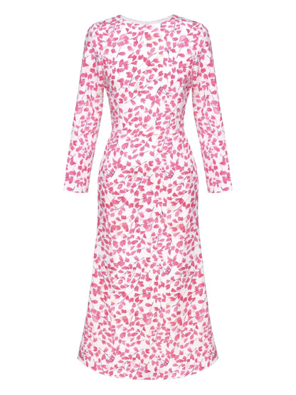 Floral-Print Long-Sleeve Midi Dress