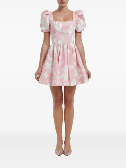 Floral-Print Square-Neck Mini Dress