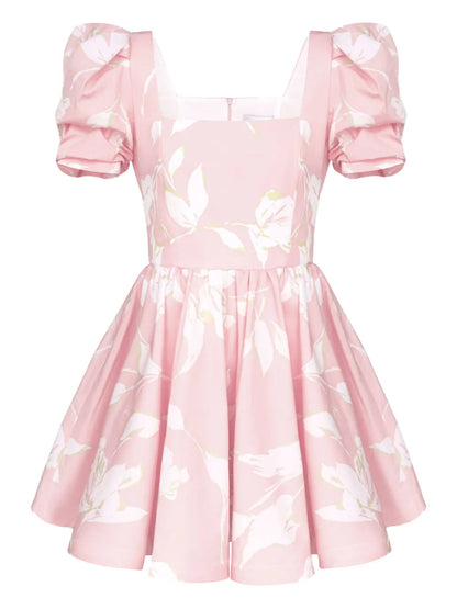 Floral-Print Square-Neck Mini Dress