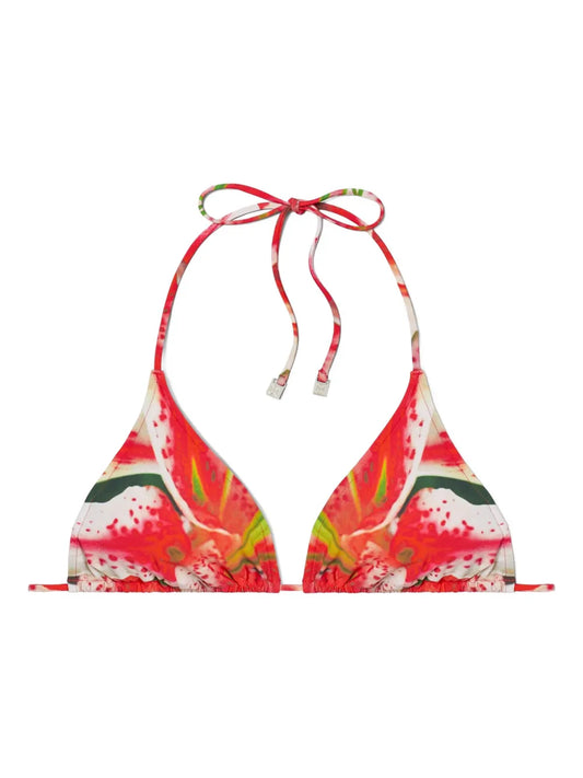 Floral-Print Triangle Bikini Top