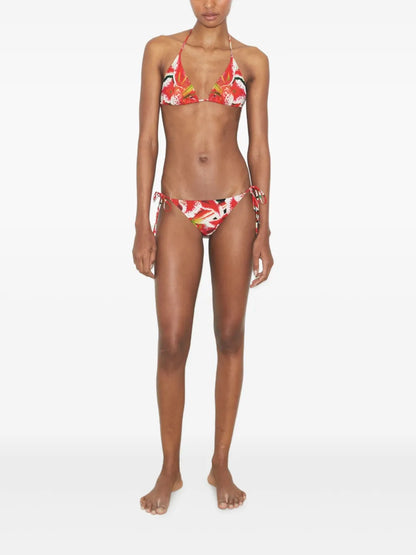 Floral-Print Triangle Bikini Top