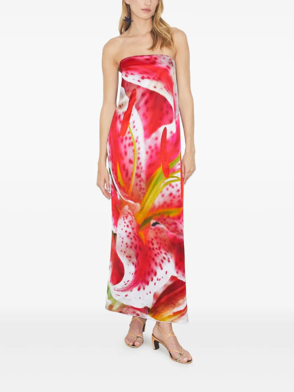 Floral-Print Strapless Dress