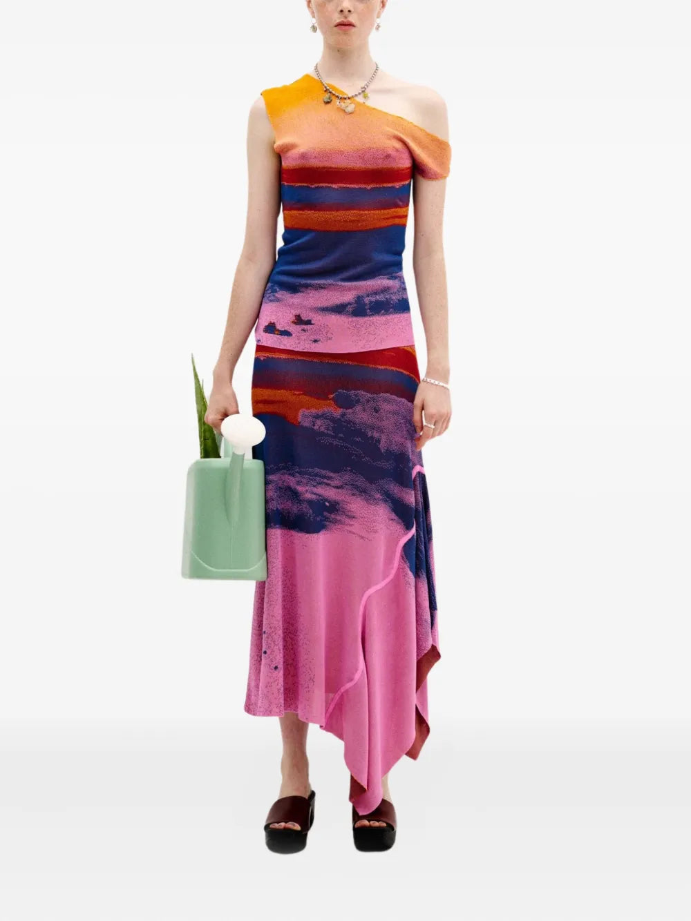 Lake-Print Maxi Skirt