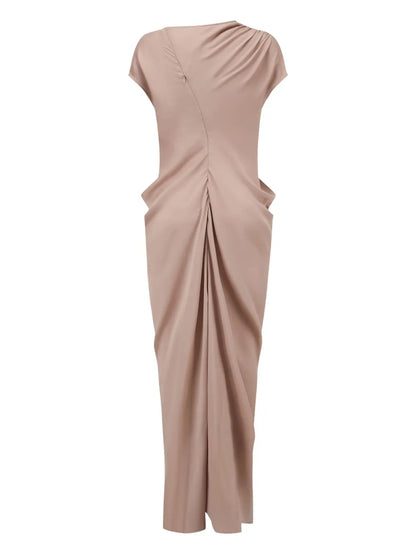 Asymmetric Draped Midi Dress